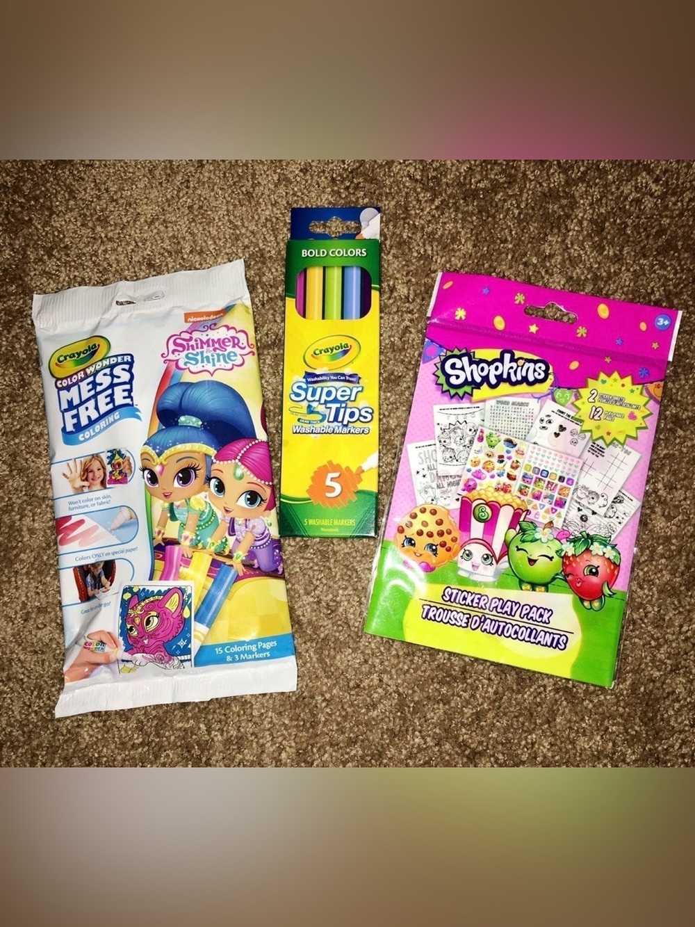 Shimmer & Shine Crayola Color Wonder & Shopkins activity books crayloa markers